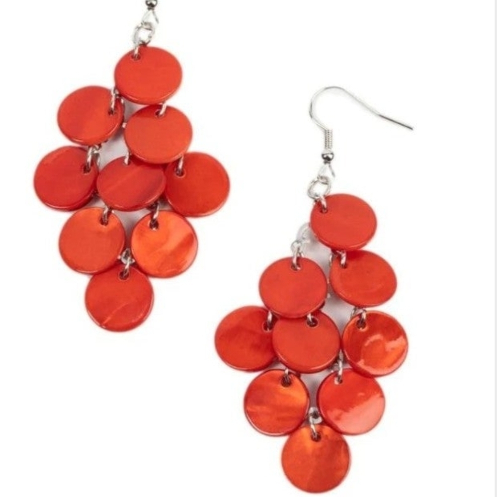 Tropical Tryst Orange Earring Dangling Paparazzi Cascading Disc Dangle Earrings